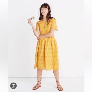 EUC Madewell scalloped midi eyelet dress